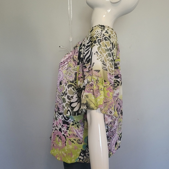 Beige by ECI Colorful Peasant Top, VGUC, Size M - Picture 4 of 9